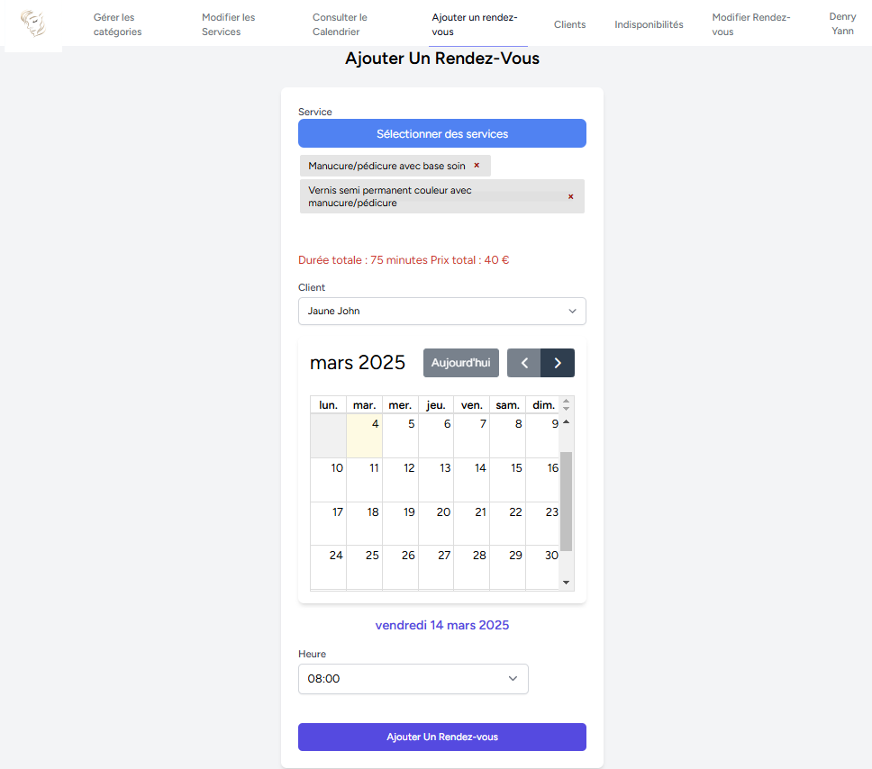 Ajout de Rendez-vous administrateur