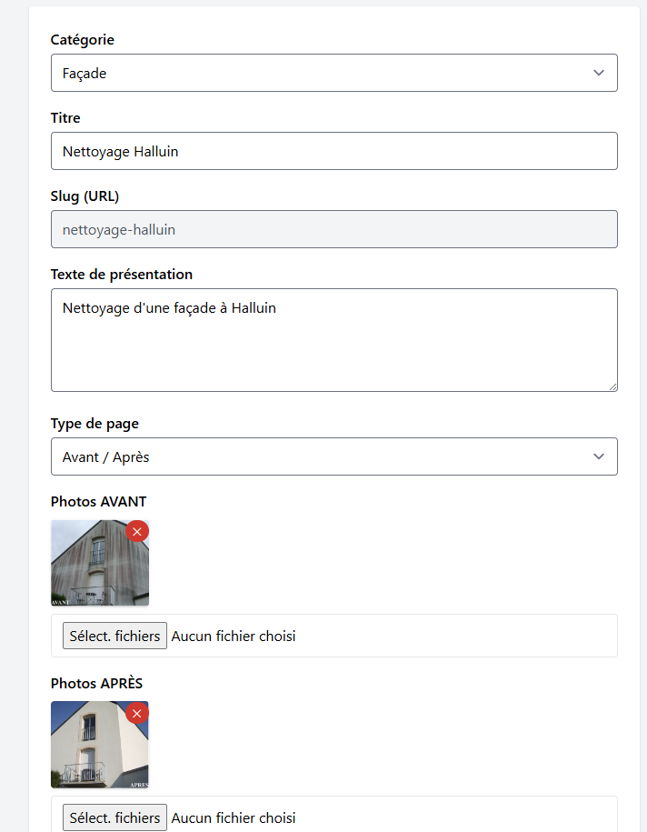 Formulaire Administrateur Realisation