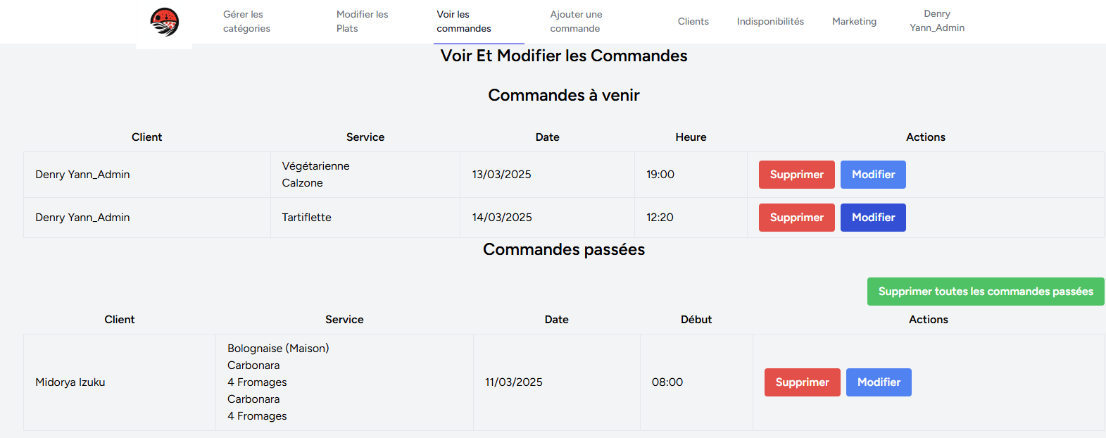 Commandes